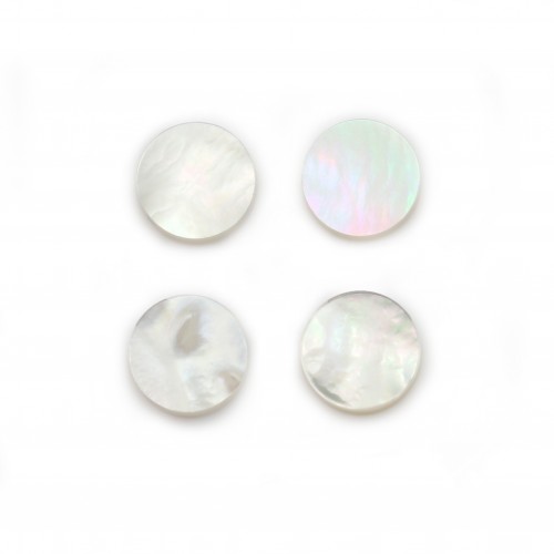 Cabochon White Mother of Pearl round flat 12mm x 1pc