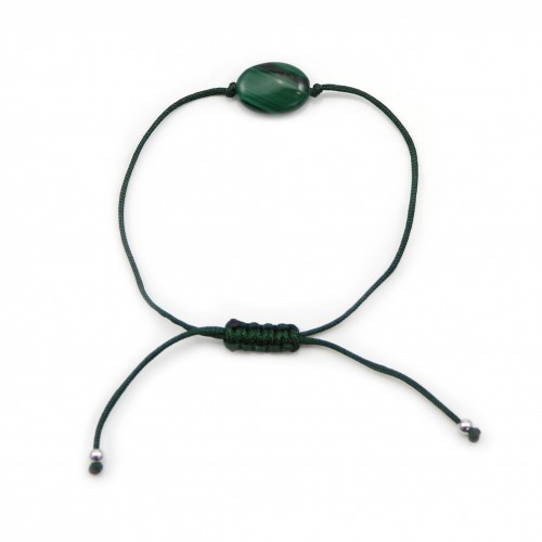 Oval Malachite Bracelet 10x14mm - Adjustable Cord x 1pc