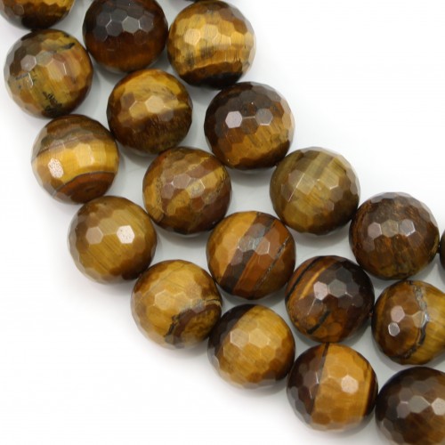 Yellow Tiger Eye Faceted Round 14mm x 40cm