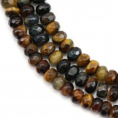 Tiger eye muted, round faceted 4x6mm x 40cm