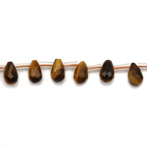 Tiger's eye drop faceted 6x9mm x 40cm