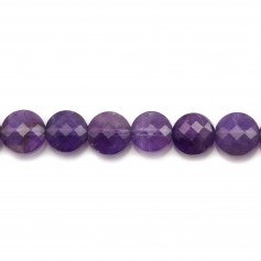 Amatista, violeta, redonda con facetas planas, 8mm x 40cm
