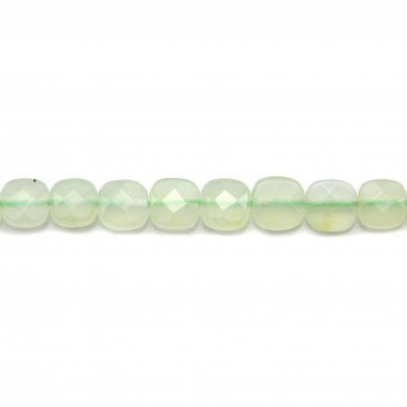 Tinted green jade faceted square 6mm x 40cm