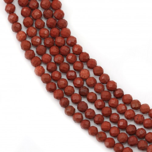 Red jaspe round faceted 2mm x 39cm