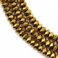 Hématite dorée rondelle facette 2.6x4.3mm x 40cm