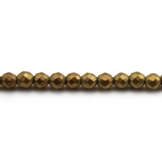 Facetada redonda hematita dourada mate 3mm x 40cm