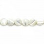 White mother-of-pearl flat round beads on thread 6mm x 40cm