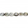 Gray mother-of-pearl faceted oval beads on thread 10x14mm x 40cm