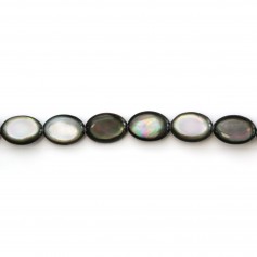 Domed oval grey mother-of-pearl 10x14mm x 2pcs