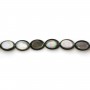 Gray mother-of-pearl bulged oval beads on thread 10x14mm x 40cm