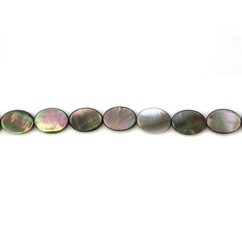 Gray mother-of-pearl oval beads 10x14mm x10 pcs