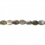 Gray mother-of-pearl oval beads on thread 10x14mm x 40cm