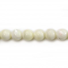 Round white mother-of-pearl 10mm x 38cm