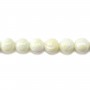 White mother-of-pearl round beads on thread 12mm x 40cm