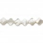 White mother-of-pearl clover beads on thread 13mm x 40cm
