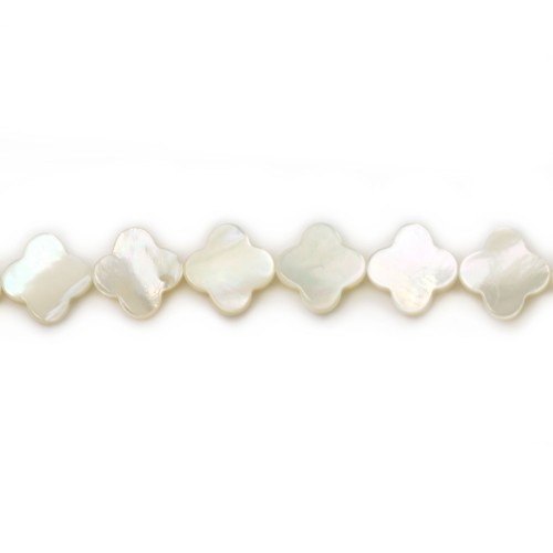 White mother-of-pearl clover beads 10mm x 4 pcs