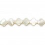 White mother-of-pearl clover beads on thread 10mm x 40cm