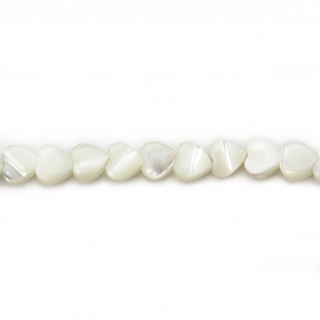 White mother-of-pearl heart beads 4mm x 20pcs