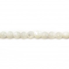 White round faceted mother of pearl bead strand 4.5mm x 40cm