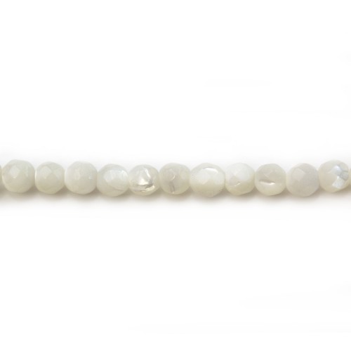 Nacre blanche en perles rondes facettées 3mm x 30 pcs