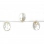 White mother-of-pearl flat drop beads on thread 25x35mm x 40cm