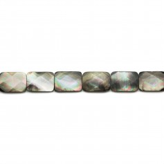 Grey mother of pearl rectangle faceted 18x25mm x 2pcs