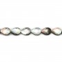 Gray mother-of-pearl faceted flat drop beads 14x18mm x 4 pcs