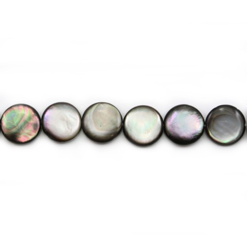 Gray mother-of-pearl bulged round beads on thread 16mm x 40cm