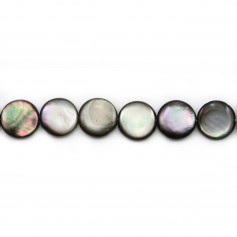 Grey mother-of-pearl in curved rounds bead strand 16mm x 40cm