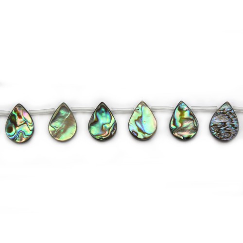 Abalone mother-of-pearl flat drop beads 13x18mm x 1pc