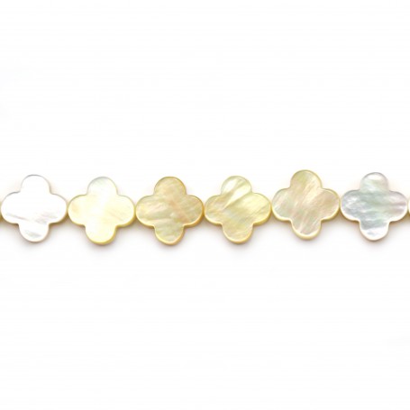 Yellow mother-of-pearl clover beads 13mm x 2pcs