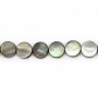 Gray mother-of-pearl flat round beads on thread 12mm x 40cm 