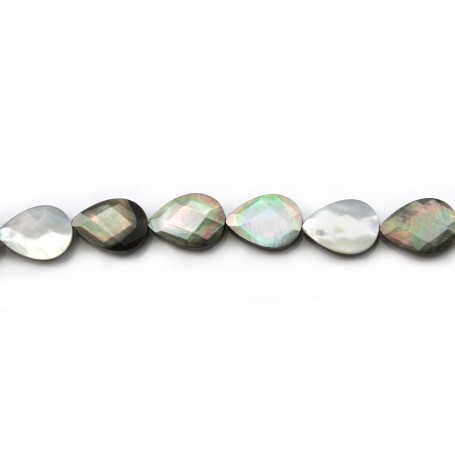 gray shell with Faceted Flatted Teardrop 10x14mm x 4 pcs