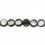 Gray mother-of-pearl bulged round beads on thread 10mm x 40cm