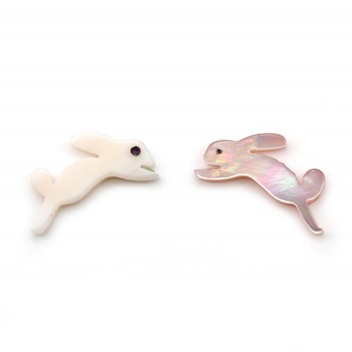 Pink mother-of-pearl rabbit 8x15mm x 1pc