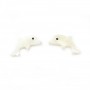 White mother-of-pearl dolphin 8x15mm x 2pcs