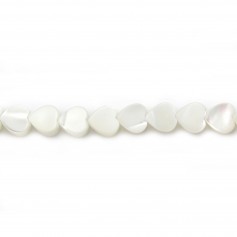 White mother of pearl heart shape bead strand 6mm x 40cm