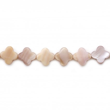 Pink mother-of-pearl clover beads on thread 10mm x 40cm