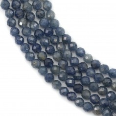 Saphir bleu, de forme ronde facetté, mesurant 3mm x 39cm