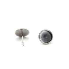 Stud Earrings for 10mm stainless steel cabochon 304 x 4pcs