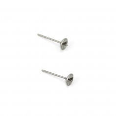 Pin d'oreille for half drillede bead cap 3mm 304 Stainless Steel x 10pcs