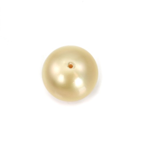 South Sea pearl, champagne, olive/oval, 11.5-12mm x 1pc