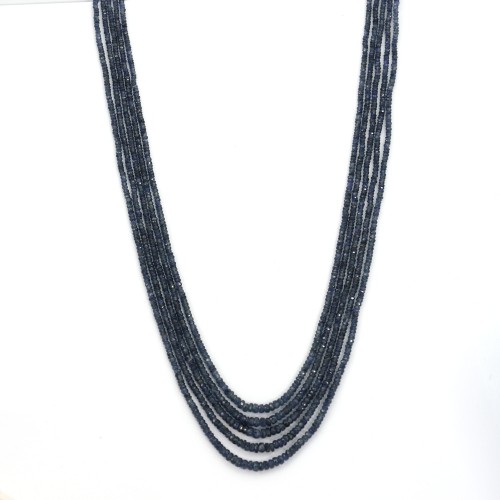 Necklace 5 rows sapphire round facet 3-4mm