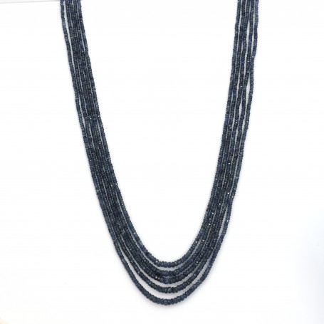 5-reihige Halskette Saphir rondelle facette 3-4mm