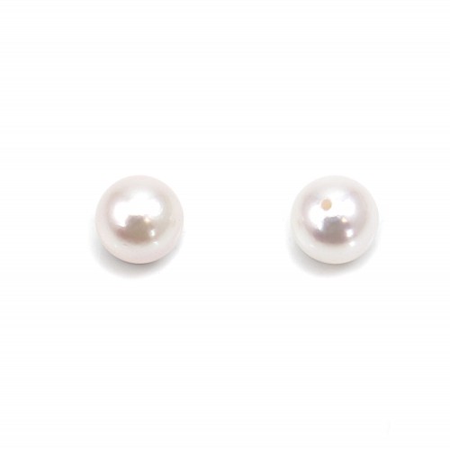 Semi-drilled round japanese AKOYA cultured pearl 6.5-7mm x 1pc
