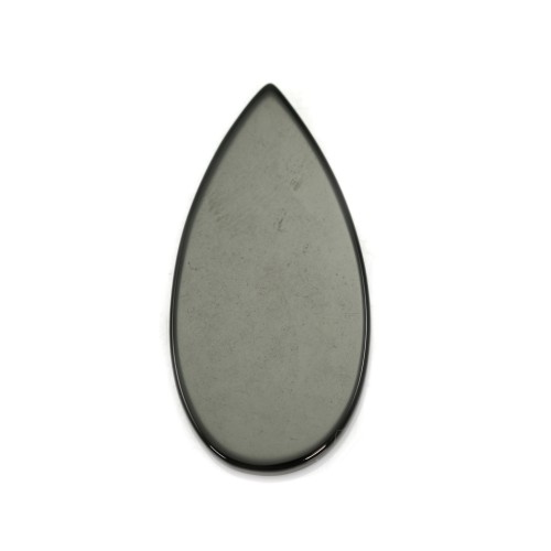 Cabochon di agata nera, forma piatta a goccia, 15x30 mm x 2 pezzi