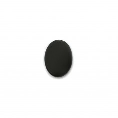 Black agate cabochon, in oval and flat shape, 15x20mm x 2pcs