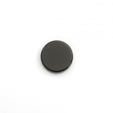 Cabochon agate noir, rond plat 12mm x 2pcs