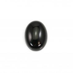 Black agate cabochon, oval 13x18mm x 2pcs
