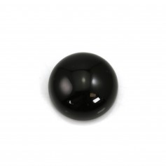 Cabochon black agate, round 15mm x 2pcs